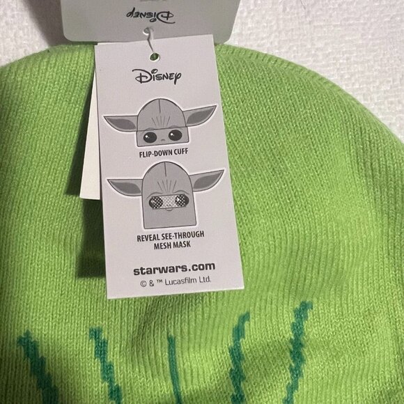 Star Wars The Child 'Baby Yoda' Grogu Flip-Down Beanie Hat Kids OSFM Winter Mask - Picture 8 of 10